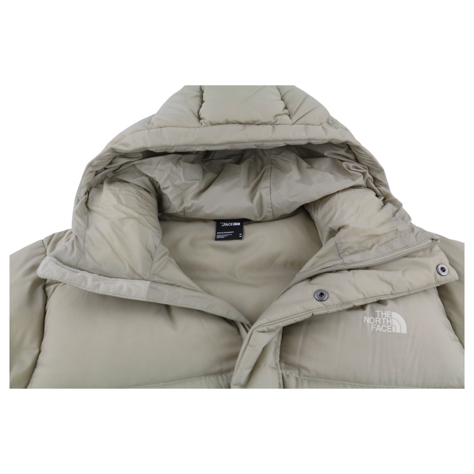 THE NORTH FACE vyriška striukė M Beige 700 Down striukė su gobtuvu ir dygsniuotu pūkuotu logotipu 