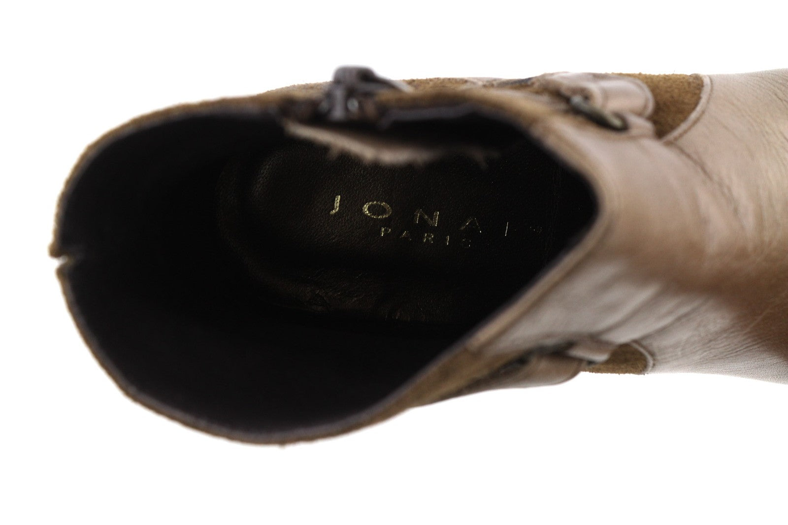 JONAK Women's Boots UK3.5 EU36 Brown Suede Zip Almond Toe High Heel Buckle