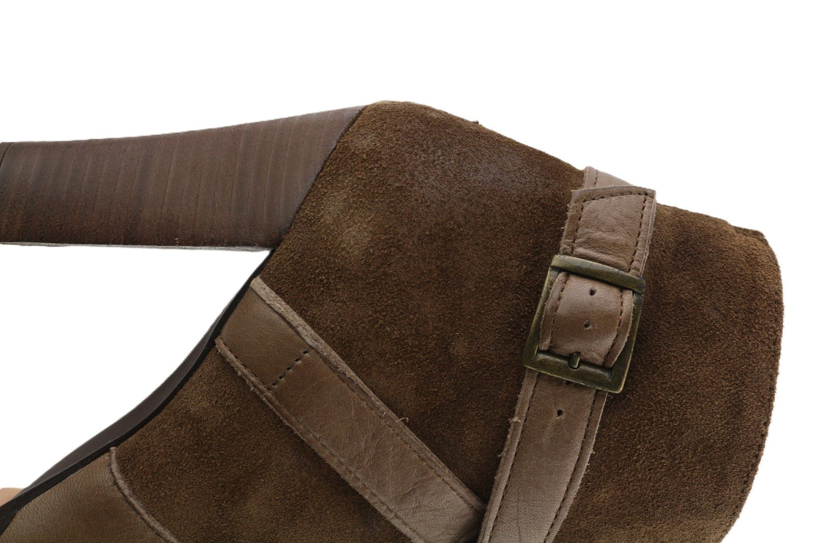 JONAK Women's Boots UK3.5 EU36 Brown Suede Zip Almond Toe High Heel Buckle