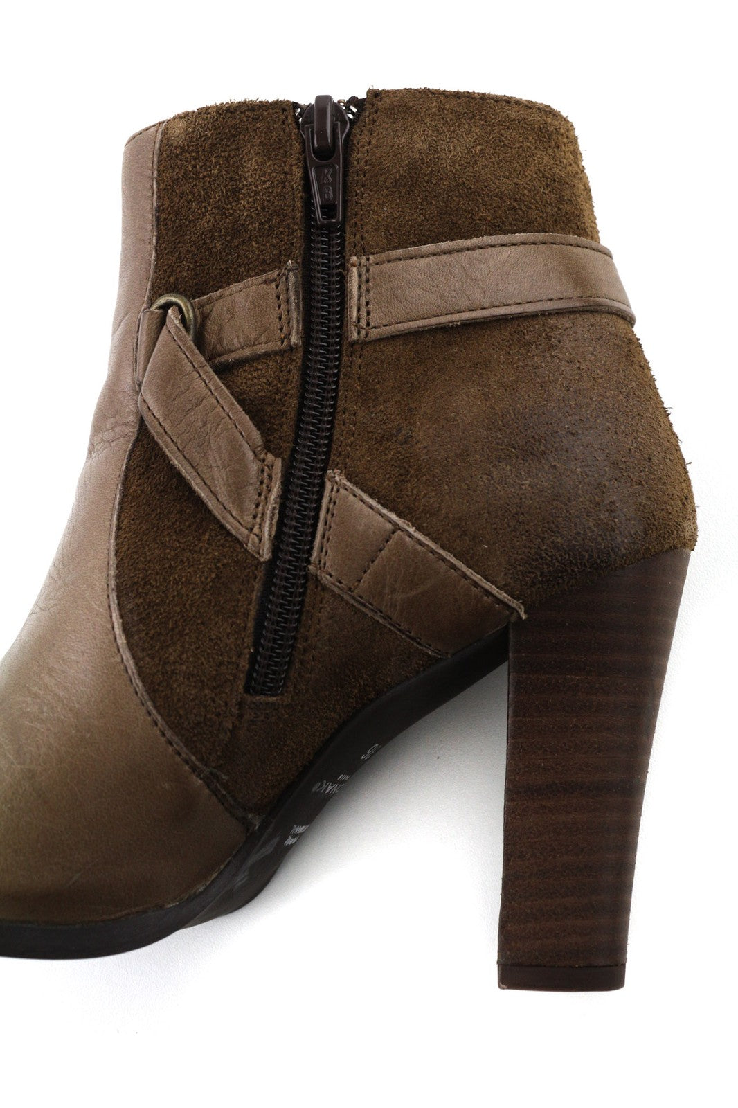 JONAK Women's Boots UK3.5 EU36 Brown Suede Zip Almond Toe High Heel Buckle