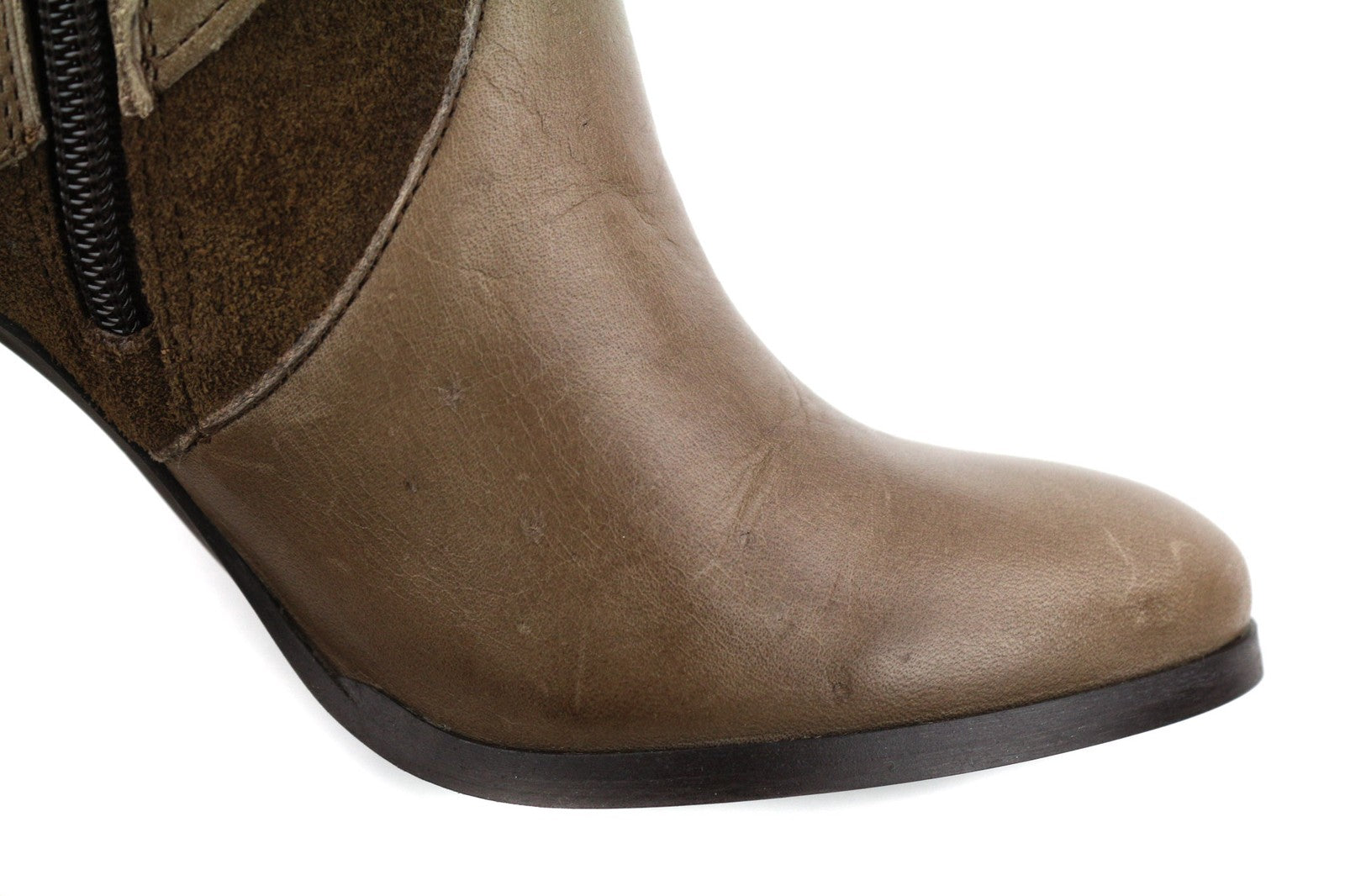 JONAK Women's Boots UK3.5 EU36 Brown Suede Zip Almond Toe High Heel Buckle