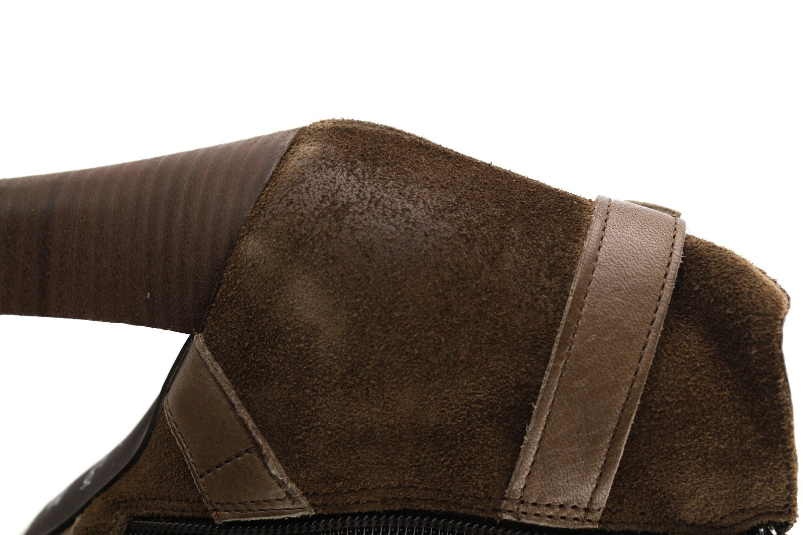 JONAK Women's Boots UK3.5 EU36 Brown Suede Zip Almond Toe High Heel Buckle