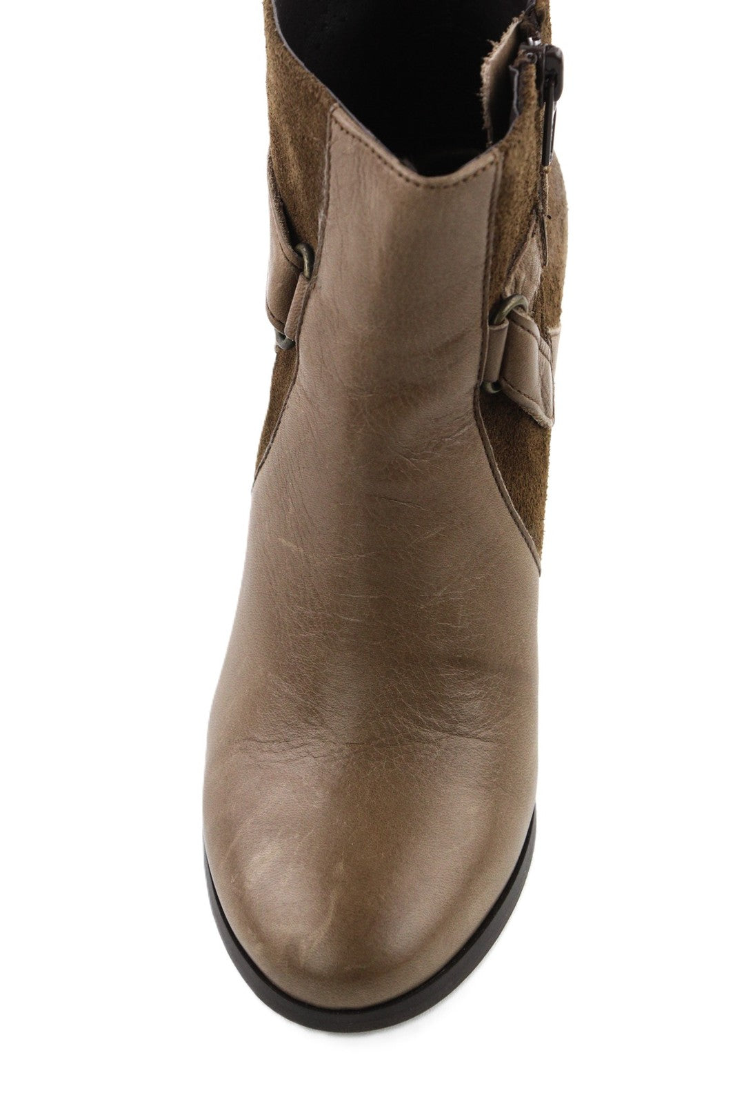 JONAK Women's Boots UK3.5 EU36 Brown Suede Zip Almond Toe High Heel Buckle