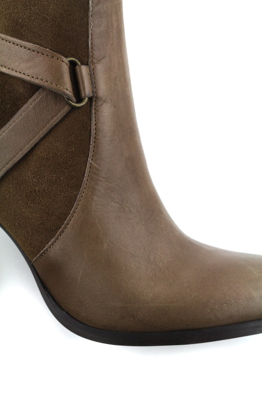 JONAK moteriški aulinukai UK6.5 EU39 rudi zomšiniai, su užtrauktuku, migdolų nosimi, plonu kulnu ir sagtimi 