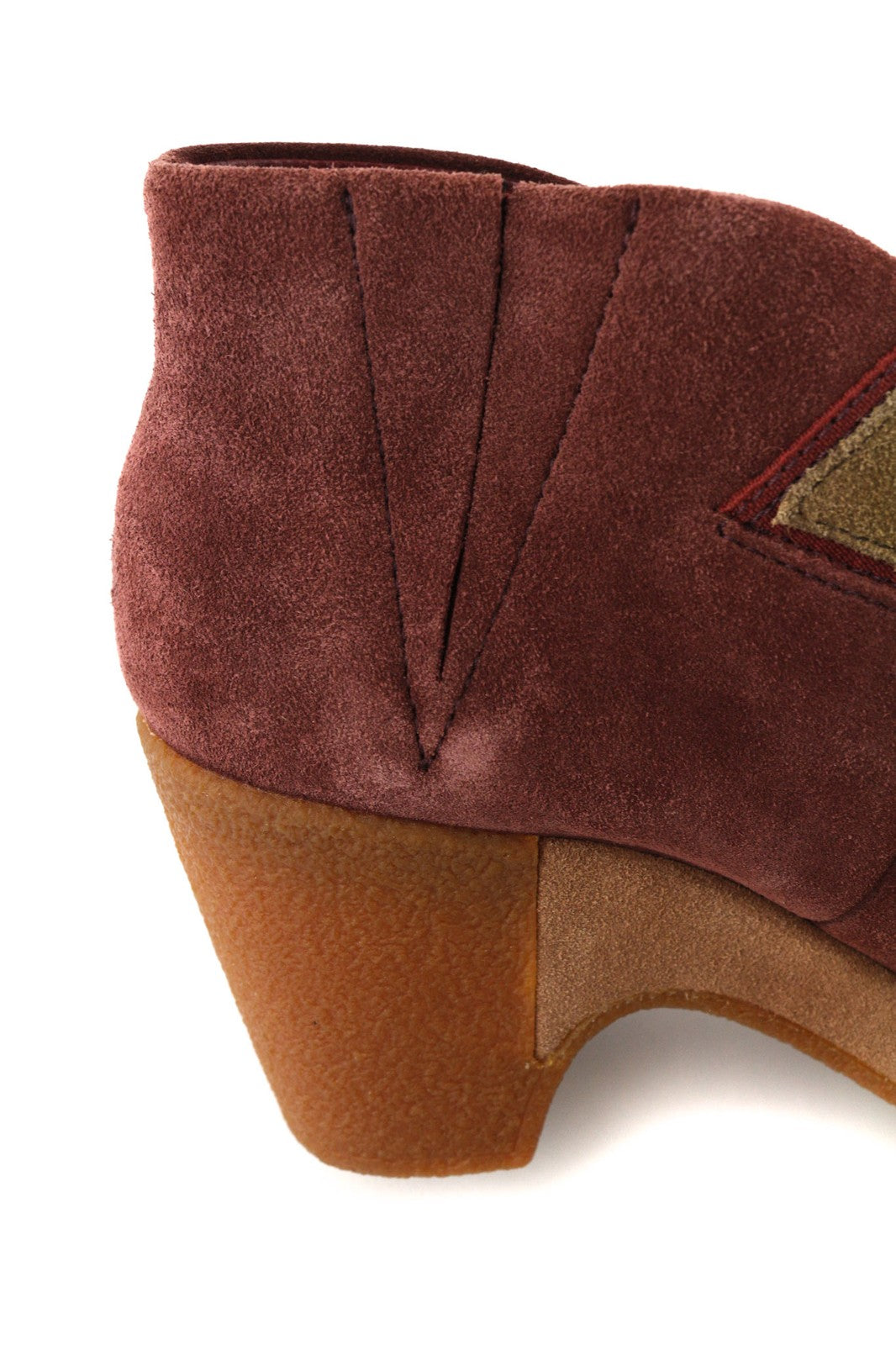 CAMPER Women's Boots UK4 EU37 Burgundy Suede Almond Toe Patch Heel Pull On