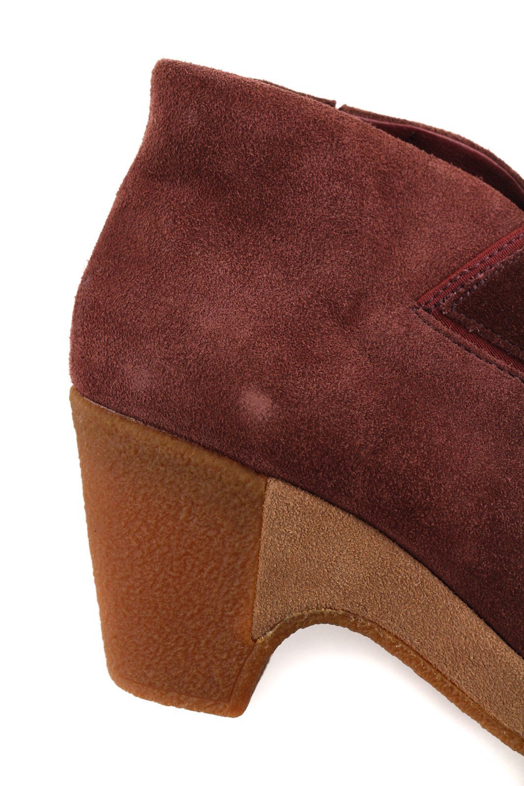 CAMPER Women's Boots UK4 EU37 Burgundy Suede Almond Toe Patch Heel Pull On