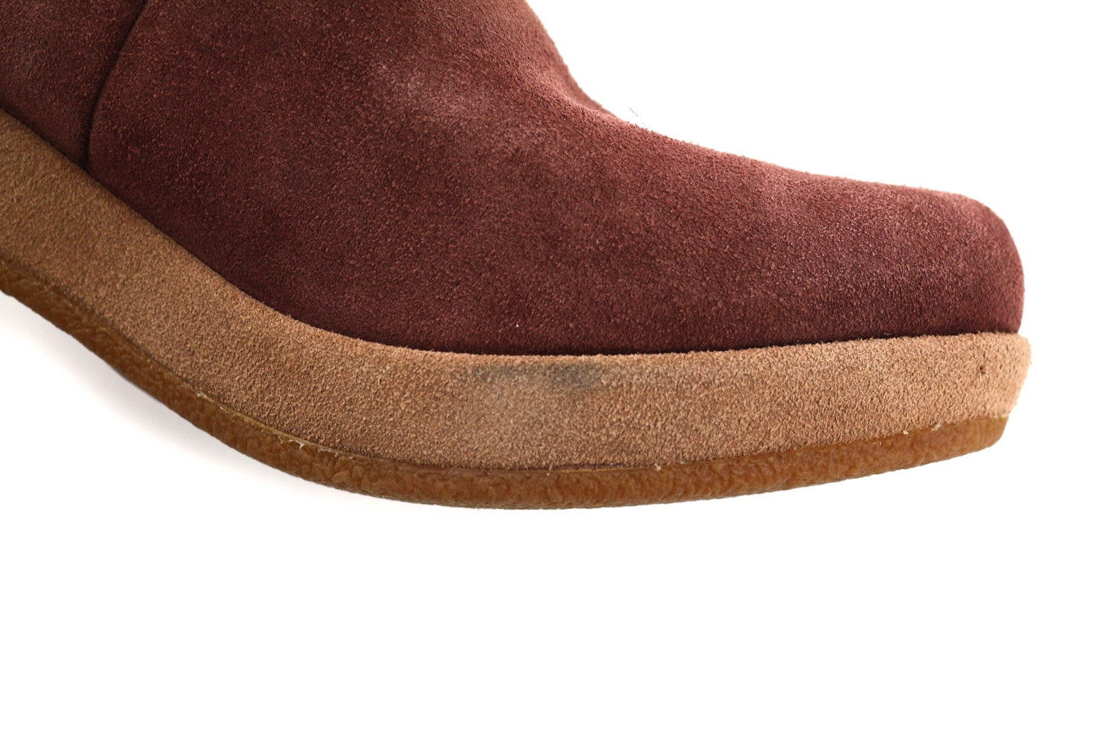 CAMPER Women's Boots UK4 EU37 Burgundy Suede Almond Toe Patch Heel Pull On