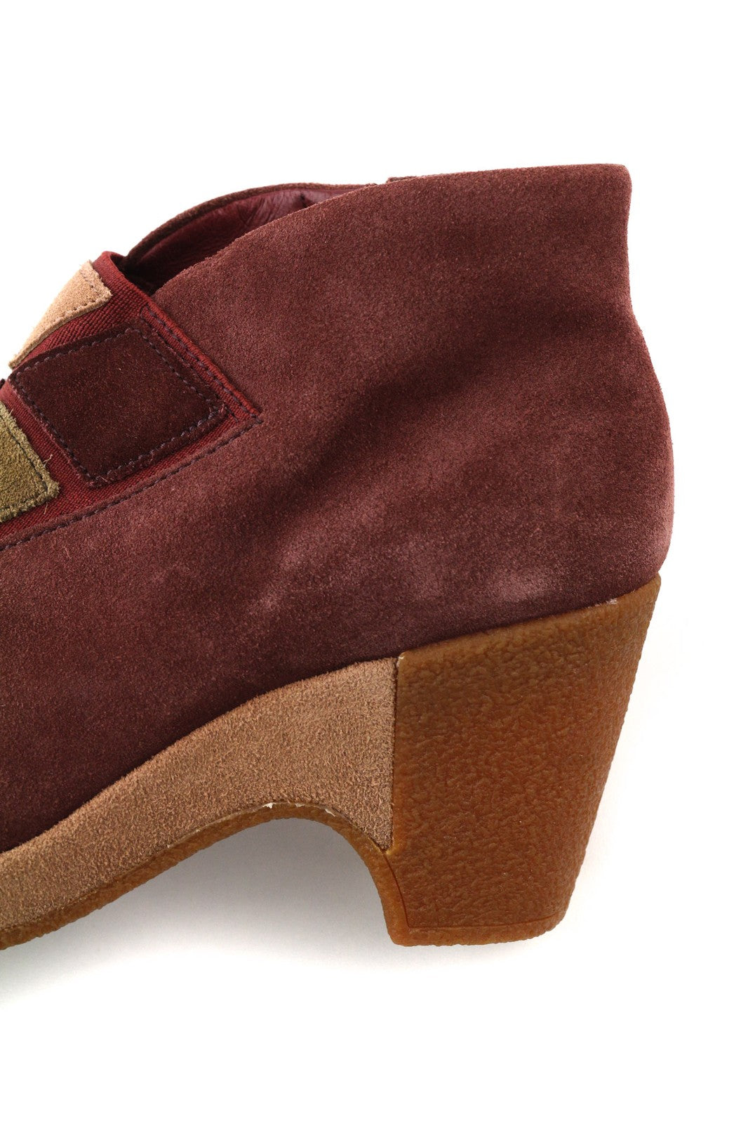 CAMPER Women's Boots UK4 EU37 Burgundy Suede Almond Toe Patch Heel Pull On