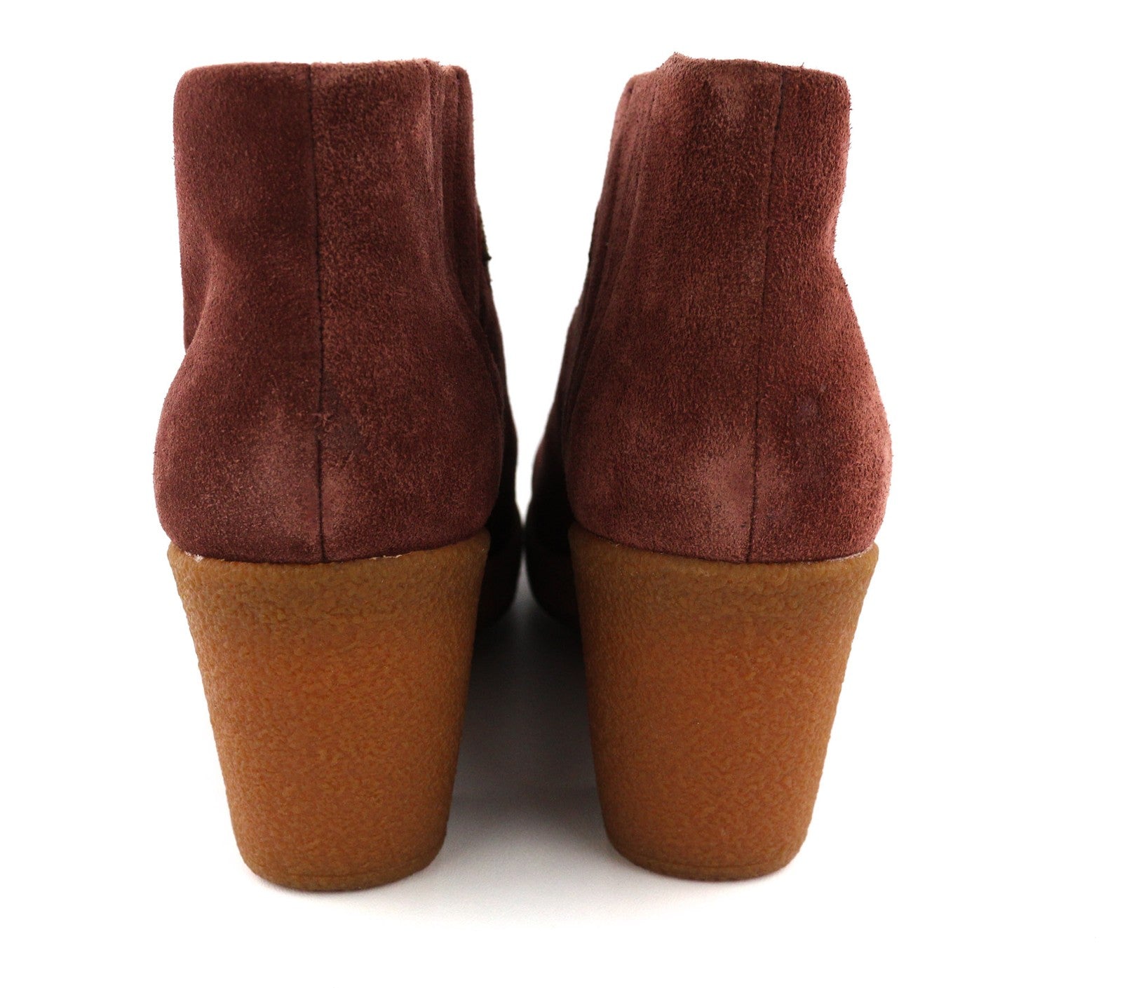 CAMPER Women's Boots UK4 EU37 Burgundy Suede Almond Toe Patch Heel Pull On