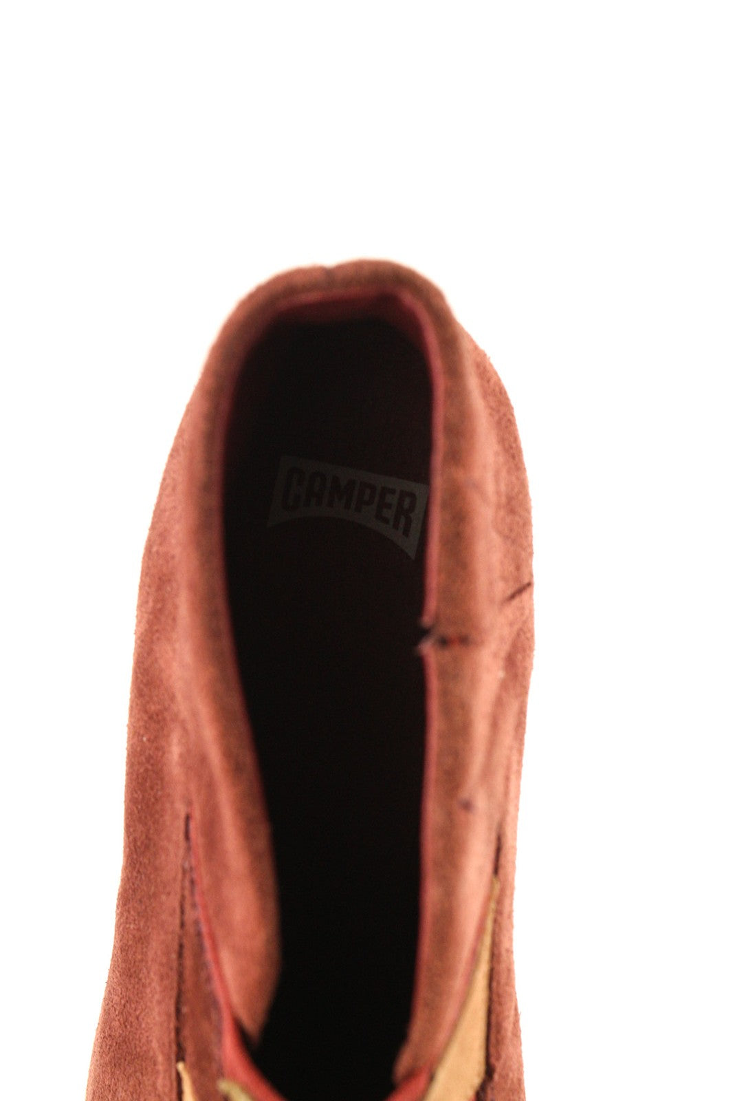 CAMPER Women's Boots UK4 EU37 Burgundy Suede Almond Toe Patch Heel Pull On