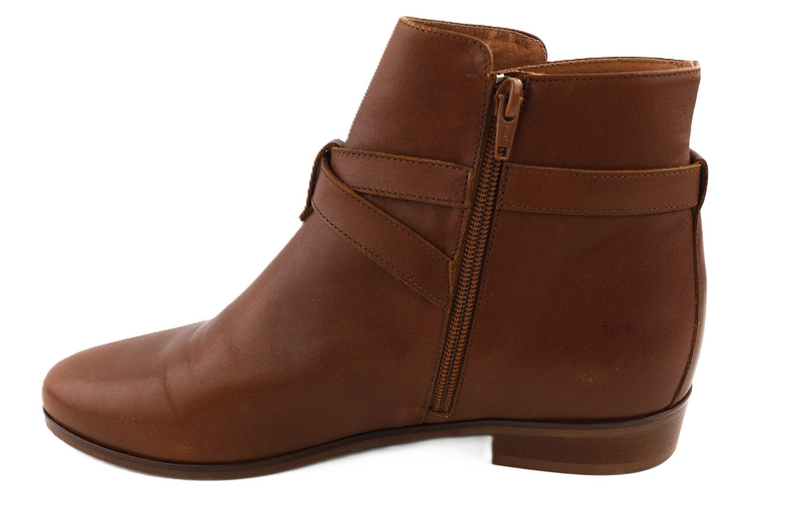 JONAK Women's Boots UK7.5 EU40 Brown Leather Almond Toe Ankle Zip Logo