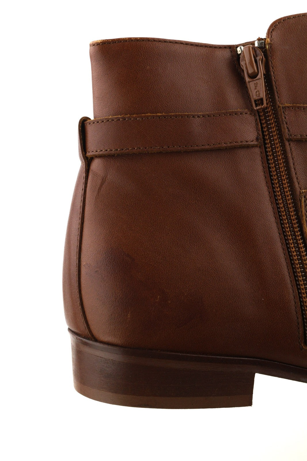 JONAK Women's Boots UK7.5 EU40 Brown Leather Almond Toe Ankle Zip Logo