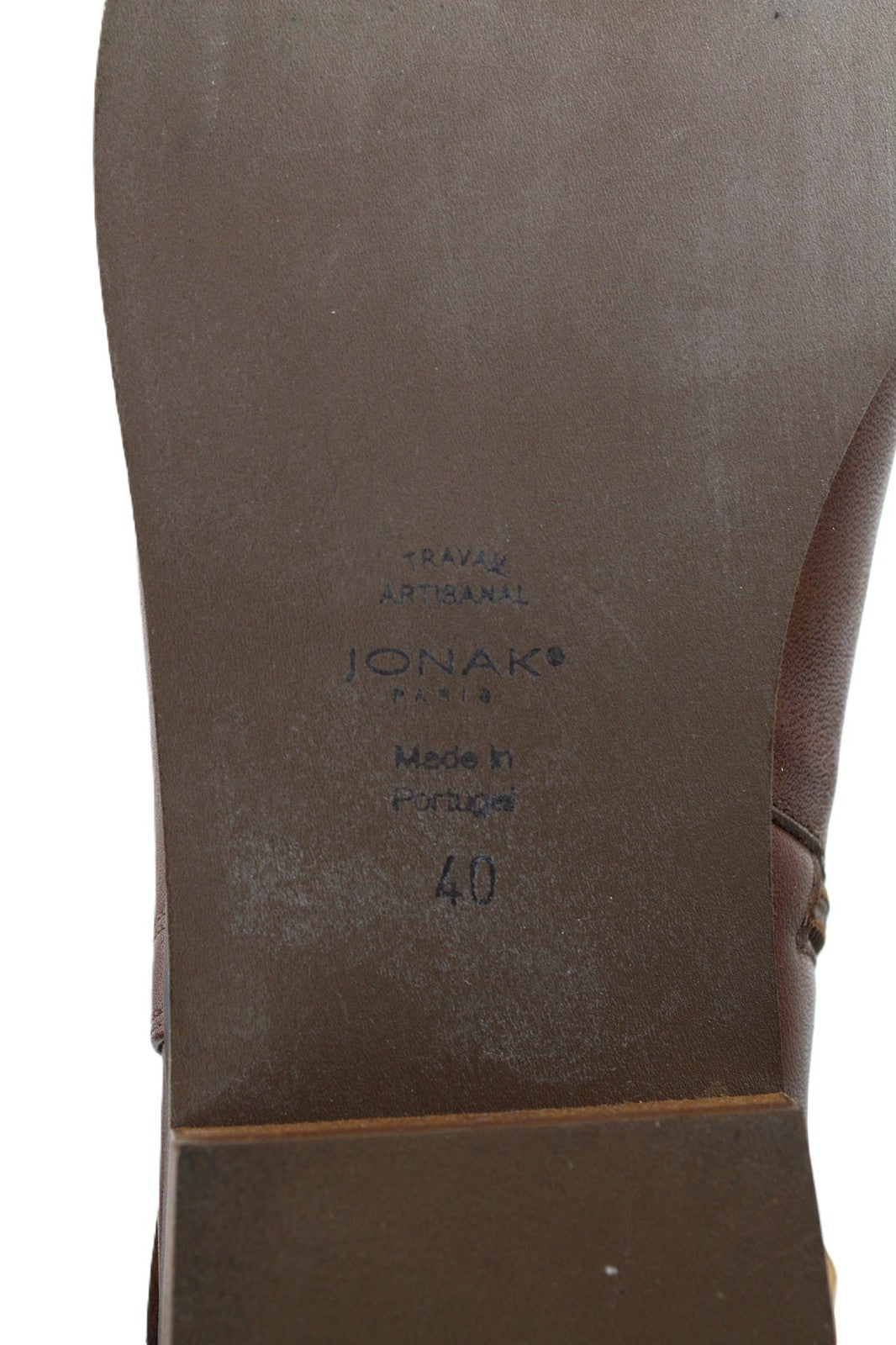 JONAK Women's Boots UK7.5 EU40 Brown Leather Almond Toe Ankle Zip Logo