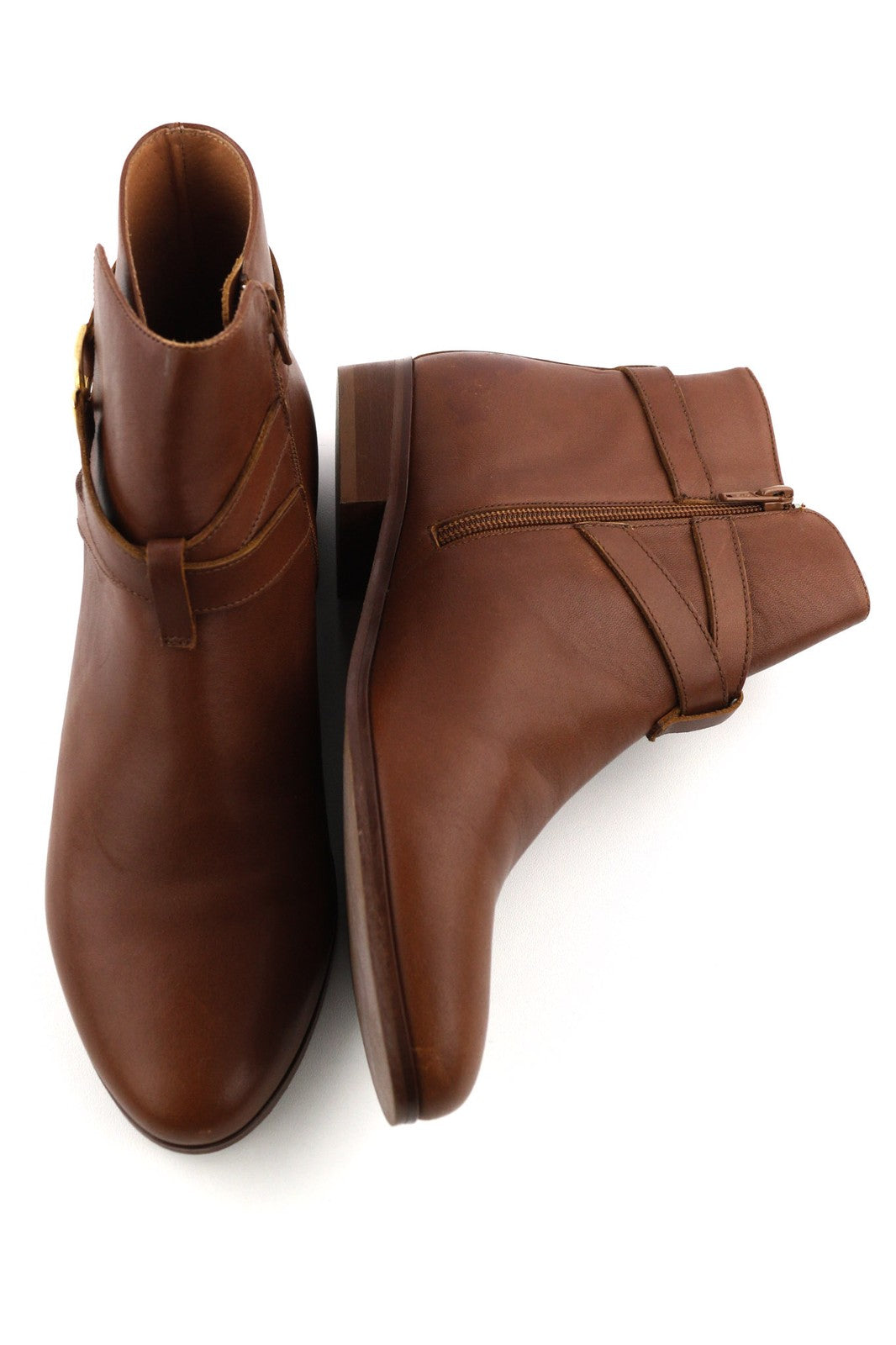 JONAK Women's Boots UK7.5 EU40 Brown Leather Almond Toe Ankle Zip Logo