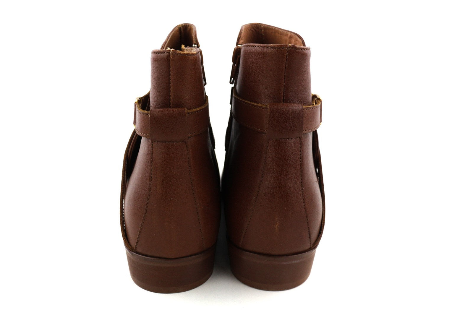 JONAK Women's Boots UK7.5 EU40 Brown Leather Almond Toe Ankle Zip Logo