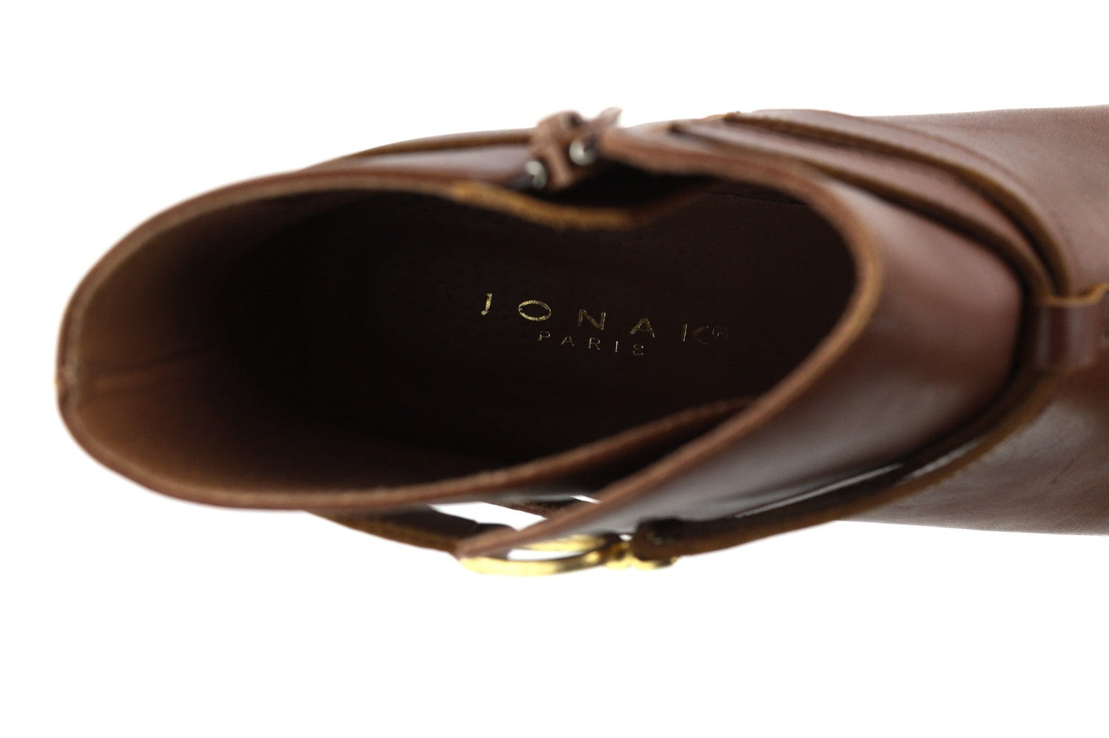 JONAK Women's Boots UK7.5 EU40 Brown Leather Almond Toe Ankle Zip Logo