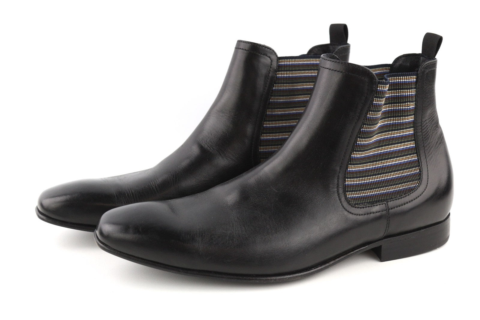 MINELLI Cayan Men's Boots UK6.5 EU40 Black Calfskin Square Toe Ankle Pull On