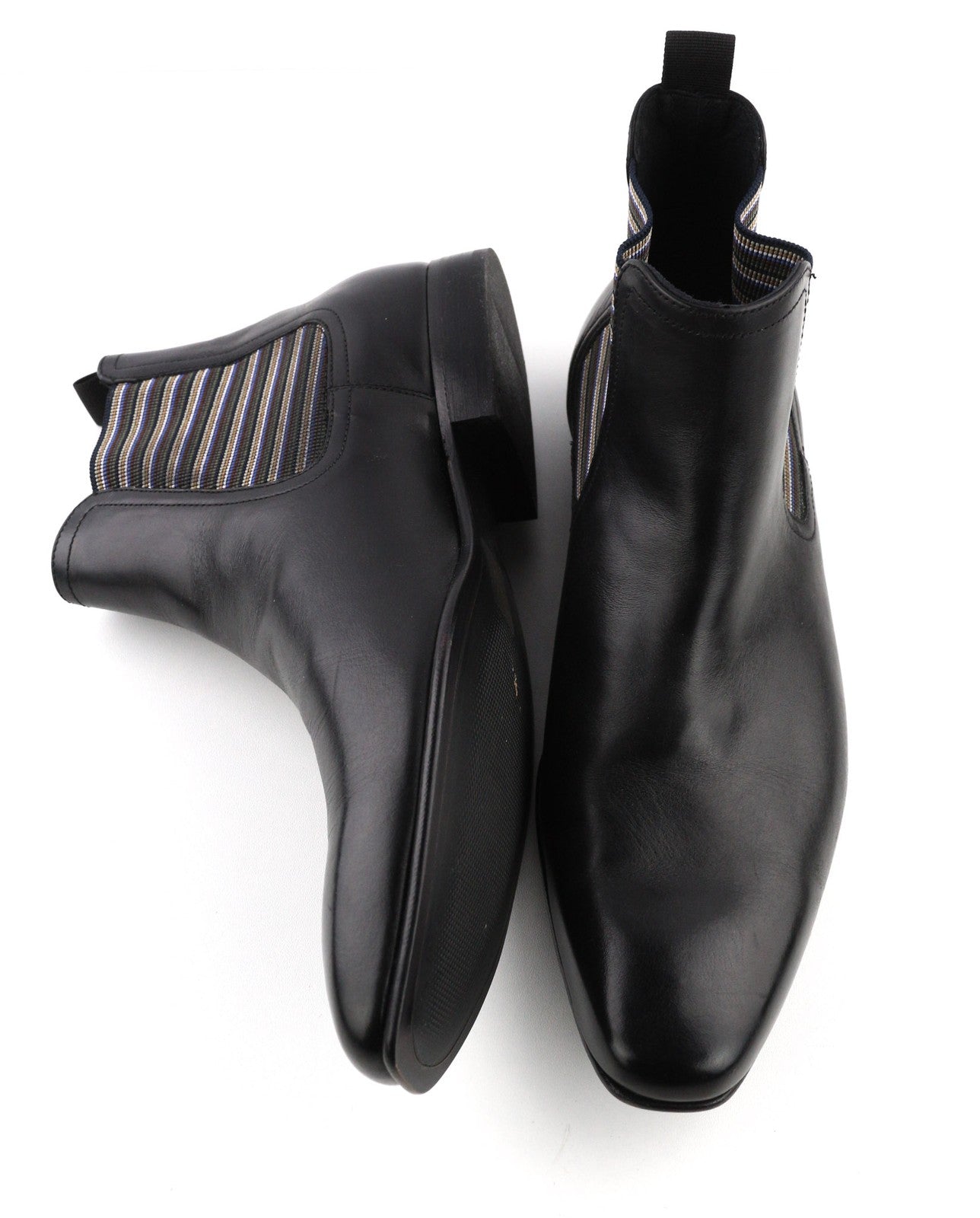 MINELLI Cayan Men's Boots UK6.5 EU40 Black Calfskin Square Toe Ankle Pull On