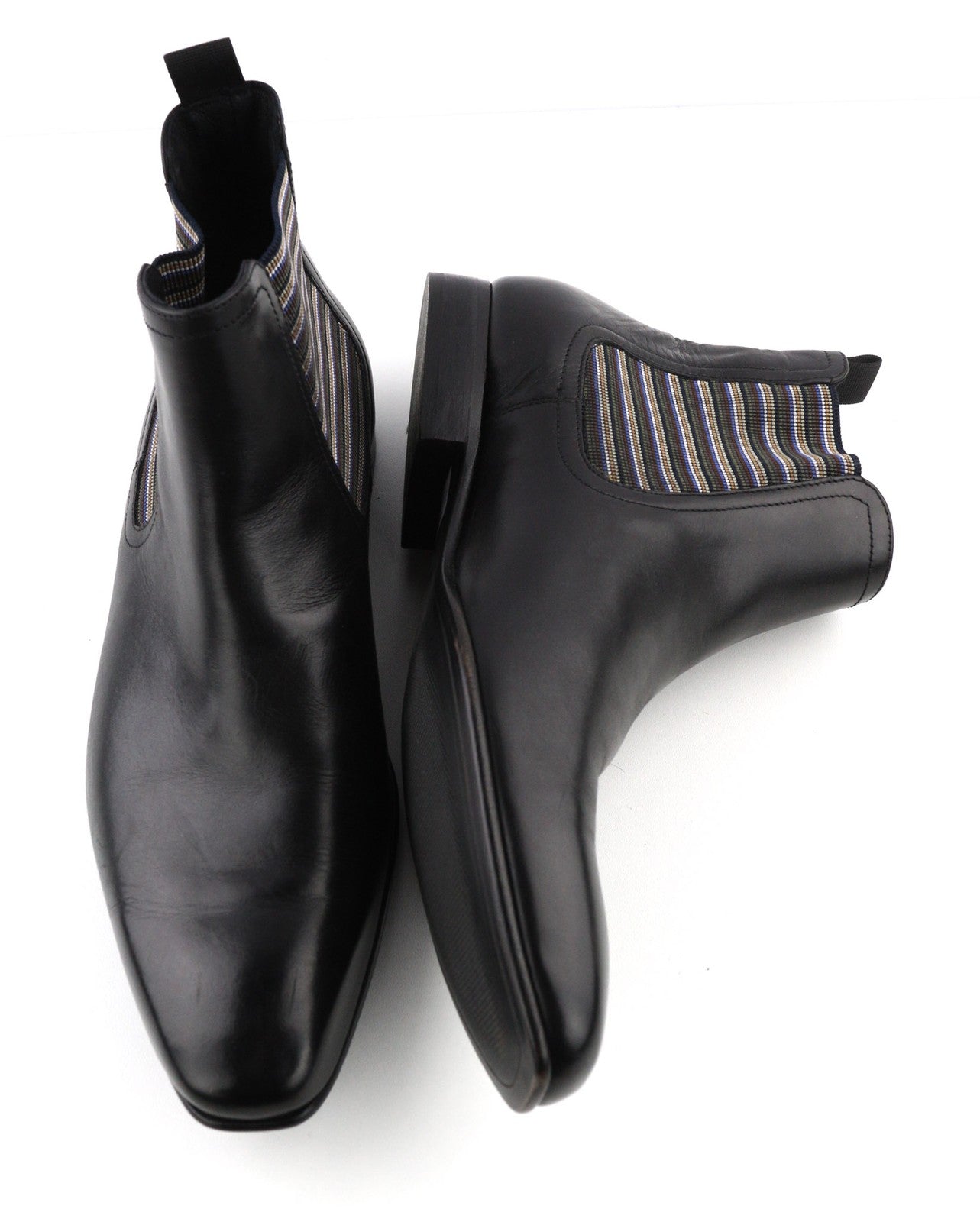 MINELLI Cayan Men's Boots UK6.5 EU40 Black Calfskin Square Toe Ankle Pull On