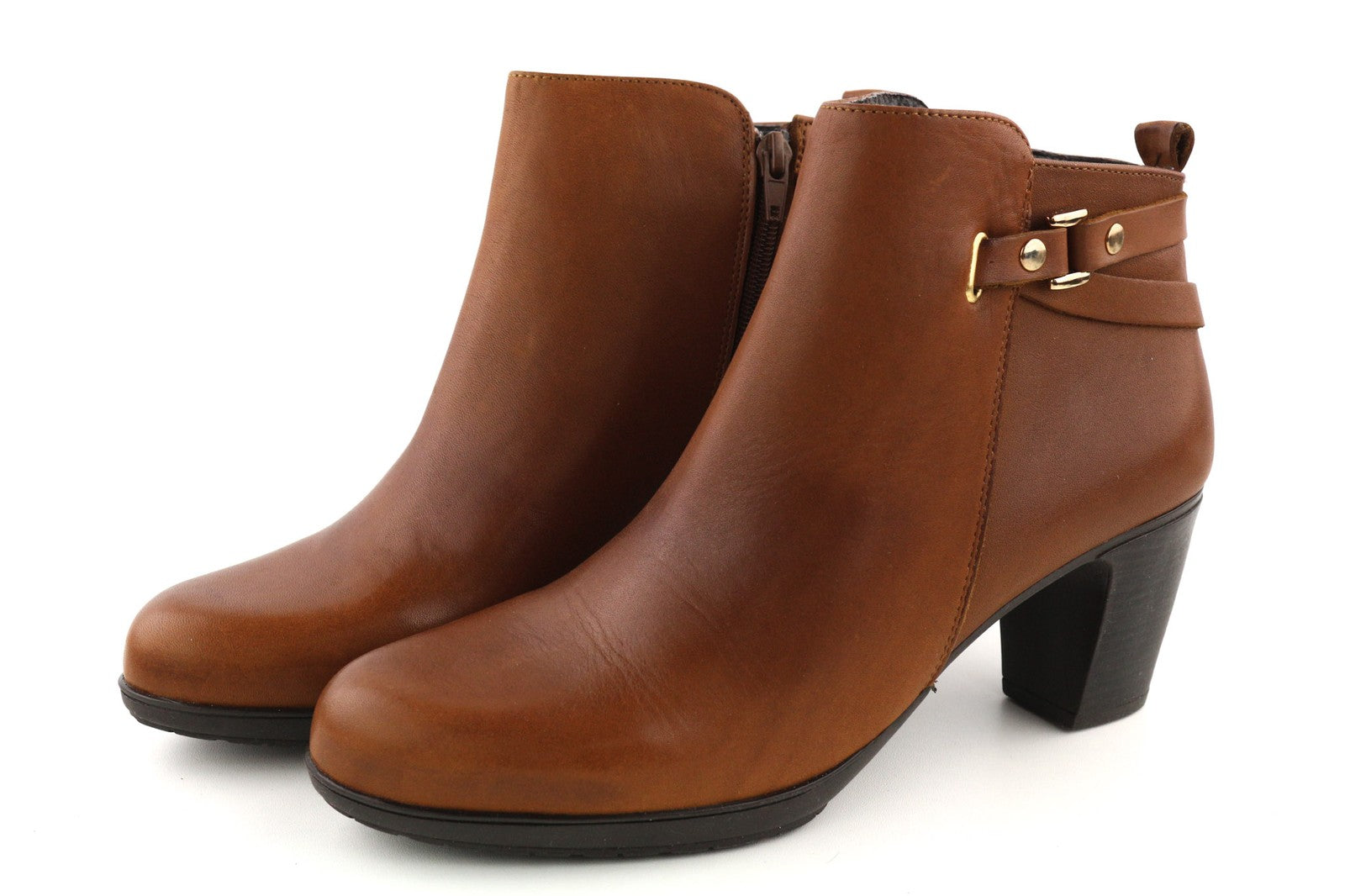 BLUEGENEX Napa Cuero Women's Boots EU41 Brown Leather Almond Toe Zip Heel