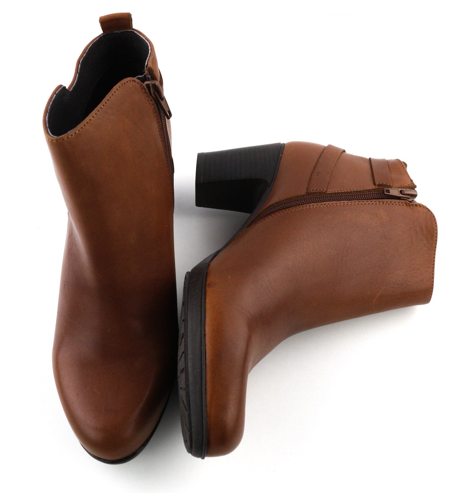 BLUEGENEX Napa Cuero Women's Boots EU41 Brown Leather Almond Toe Zip Heel