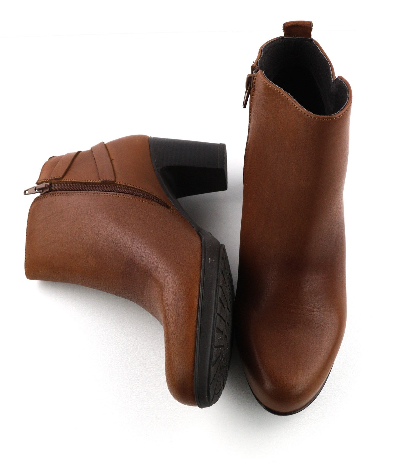 BLUEGENEX Napa Cuero Women's Boots EU41 Brown Leather Almond Toe Zip Heel