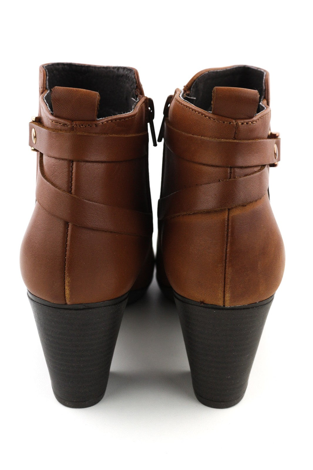 BLUEGENEX Napa Cuero Women's Boots EU41 Brown Leather Almond Toe Zip Heel