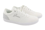 GUESS Women's Sneakers UK3 EU36 Light White Low Top Lace Up Side Logo