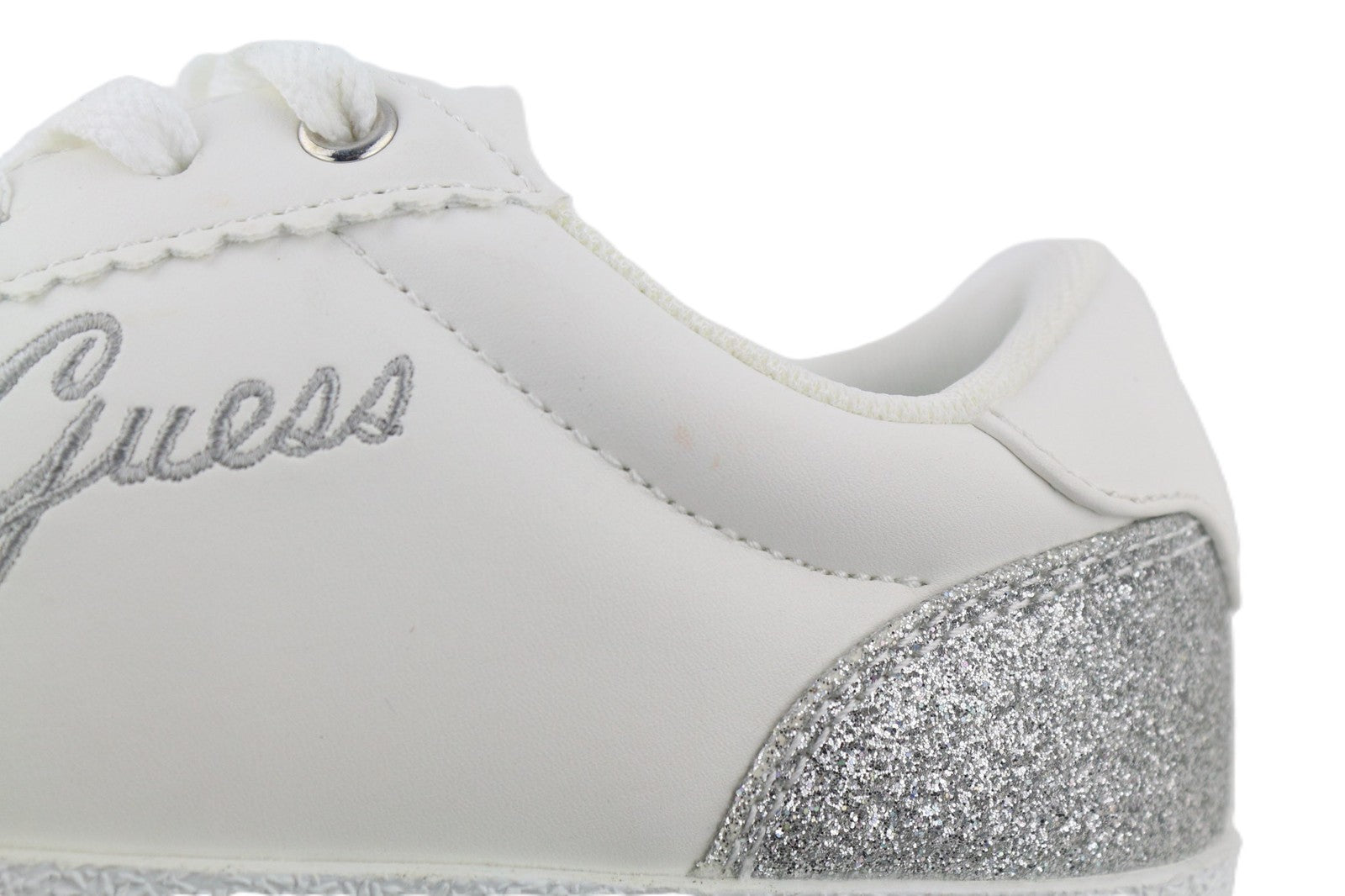 GUESS Women's Sneakers UK3 EU36 Light White Low Top Lace Up Side Logo