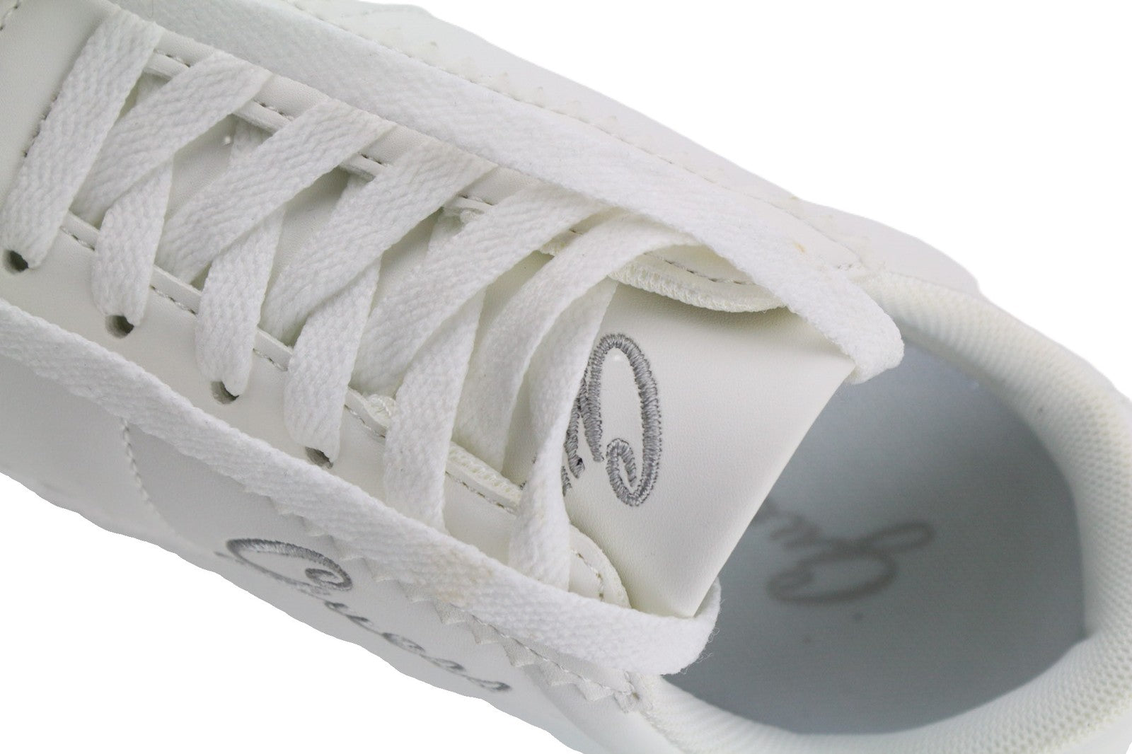 GUESS Women's Sneakers UK3 EU36 Light White Low Top Lace Up Side Logo