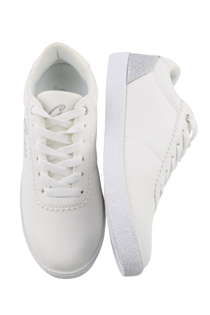 GUESS Women's Sneakers UK3 EU36 Light White Low Top Lace Up Side Logo