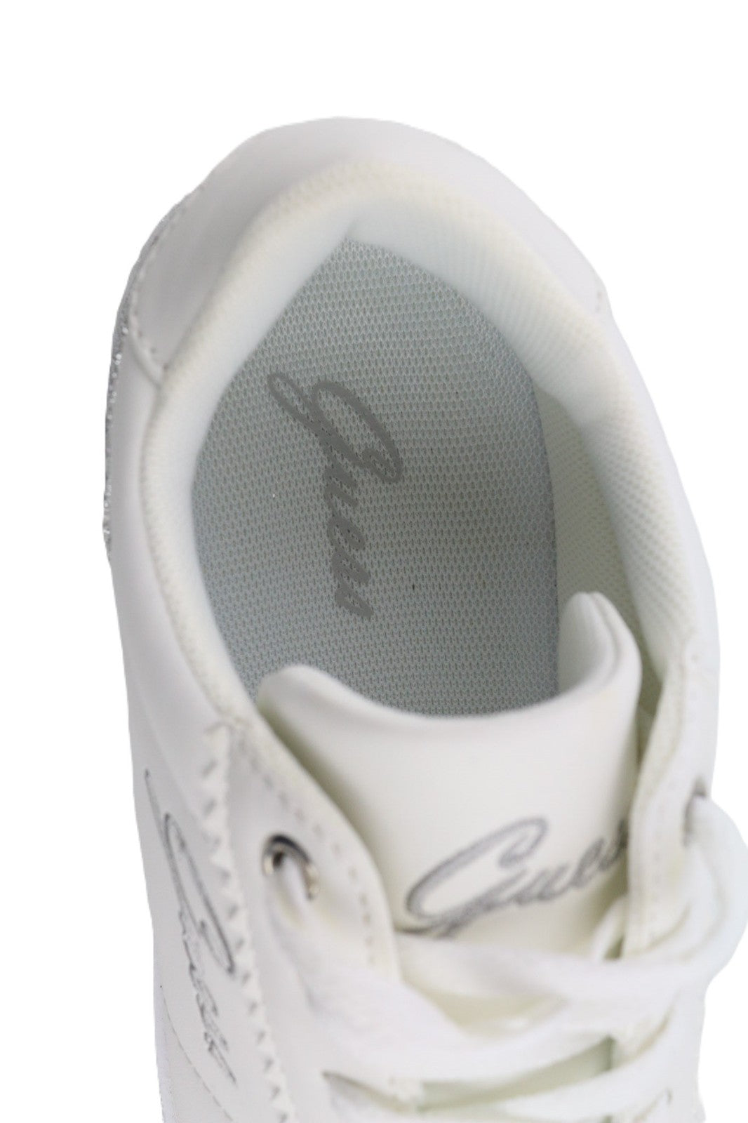 GUESS Women's Sneakers UK3 EU36 Light White Low Top Lace Up Side Logo