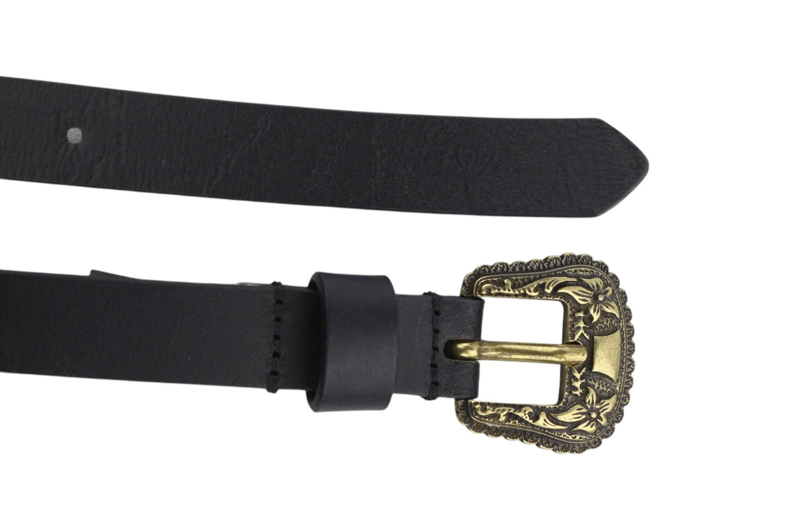 DIESEL B-Texy Women Belt 85 cm Black Leather Thin Strap Metal Buckle