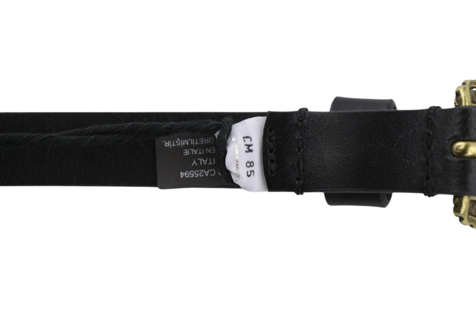 DIESEL B-Texy Women Belt 85 cm Black Leather Thin Strap Metal Buckle