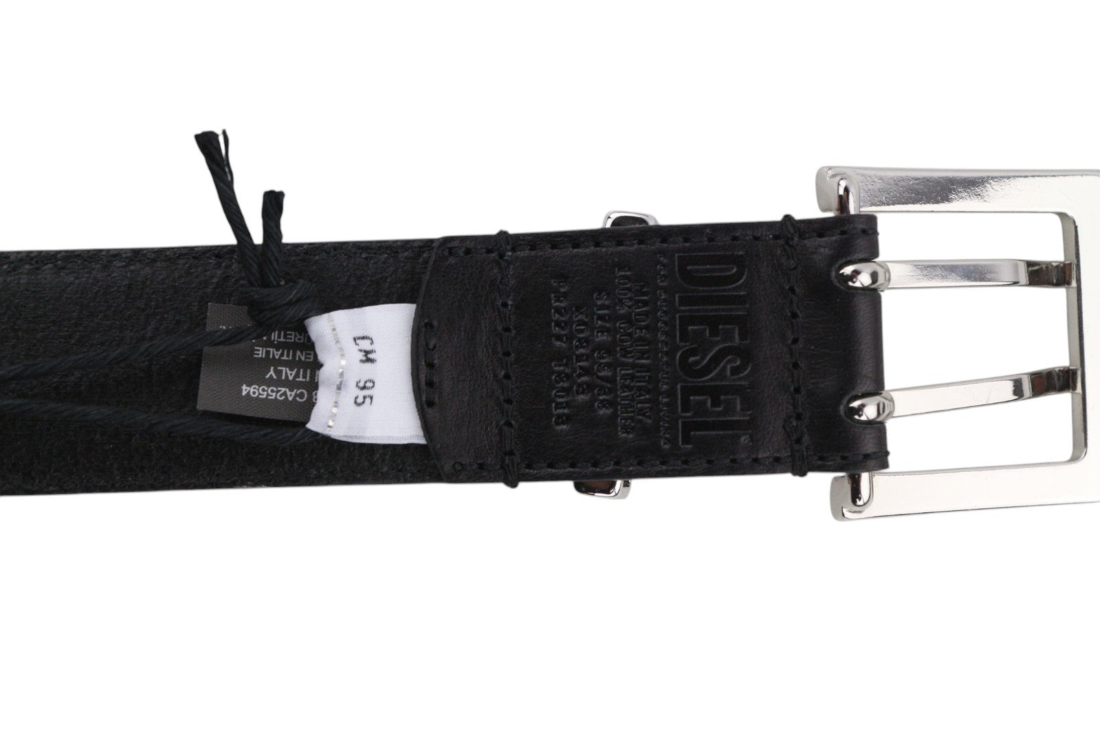 DIESEL B-Rock vyriškas diržas, 95 cm, juodas, odinis, su detalia metaline sagtimi, RRP80 