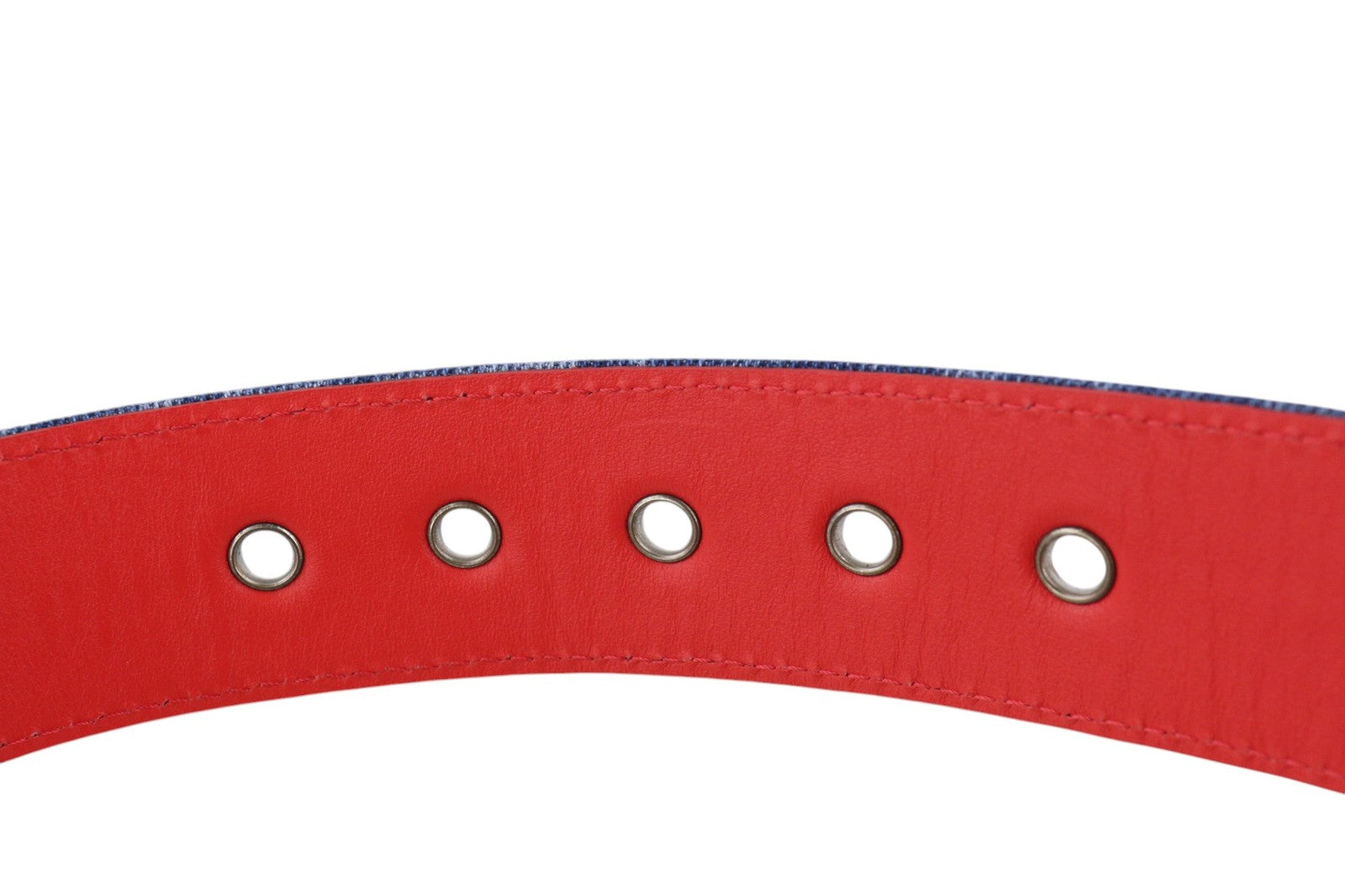 DIESEL B-Monogram Men Belt 105 cm Blue Leather Denim Logo Pattern Buckled RRP150