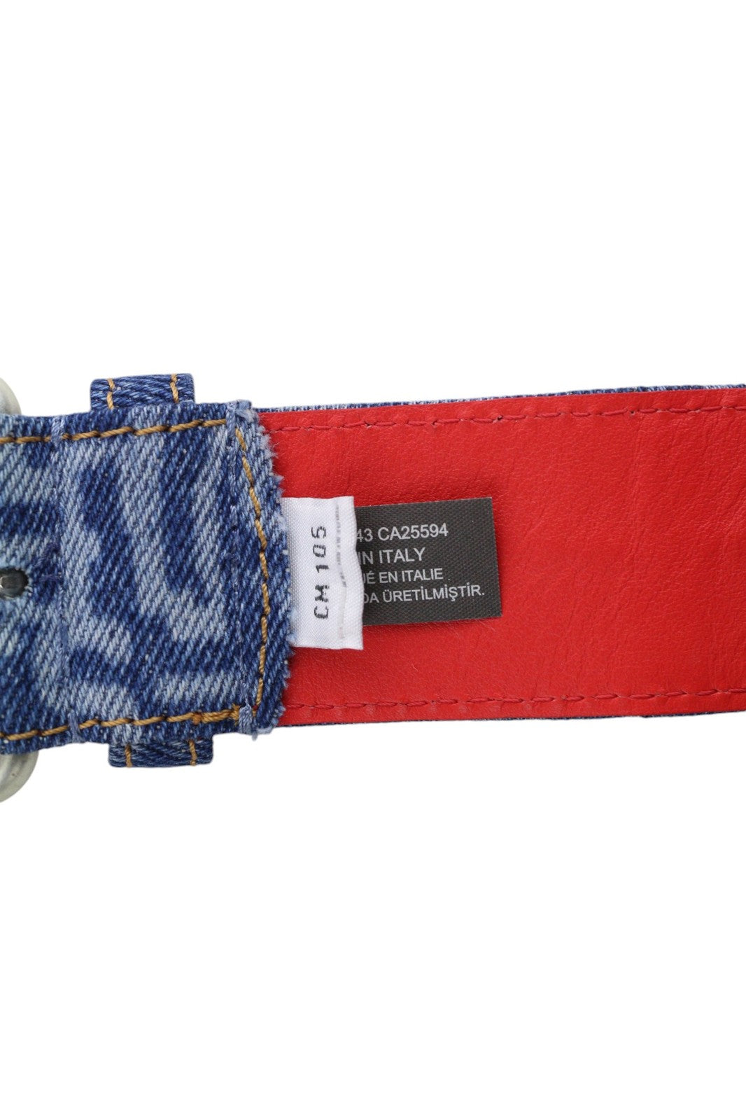 DIESEL B-Monogram Men Belt 105 cm Blue Leather Denim Logo Pattern Buckled RRP150