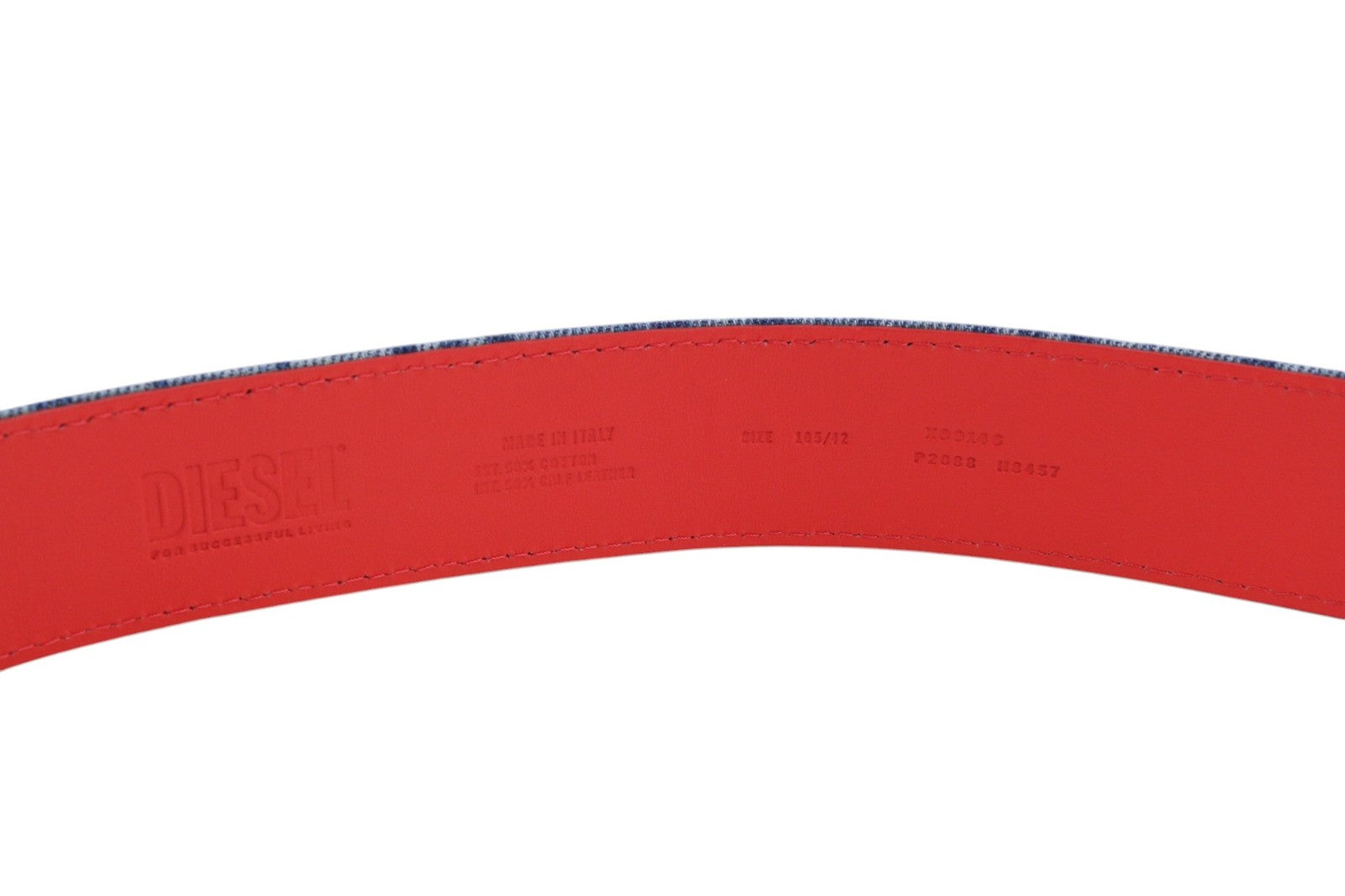 DIESEL B-Monogram Men Belt 105 cm Blue Leather Denim Pattern Buckled RRP150