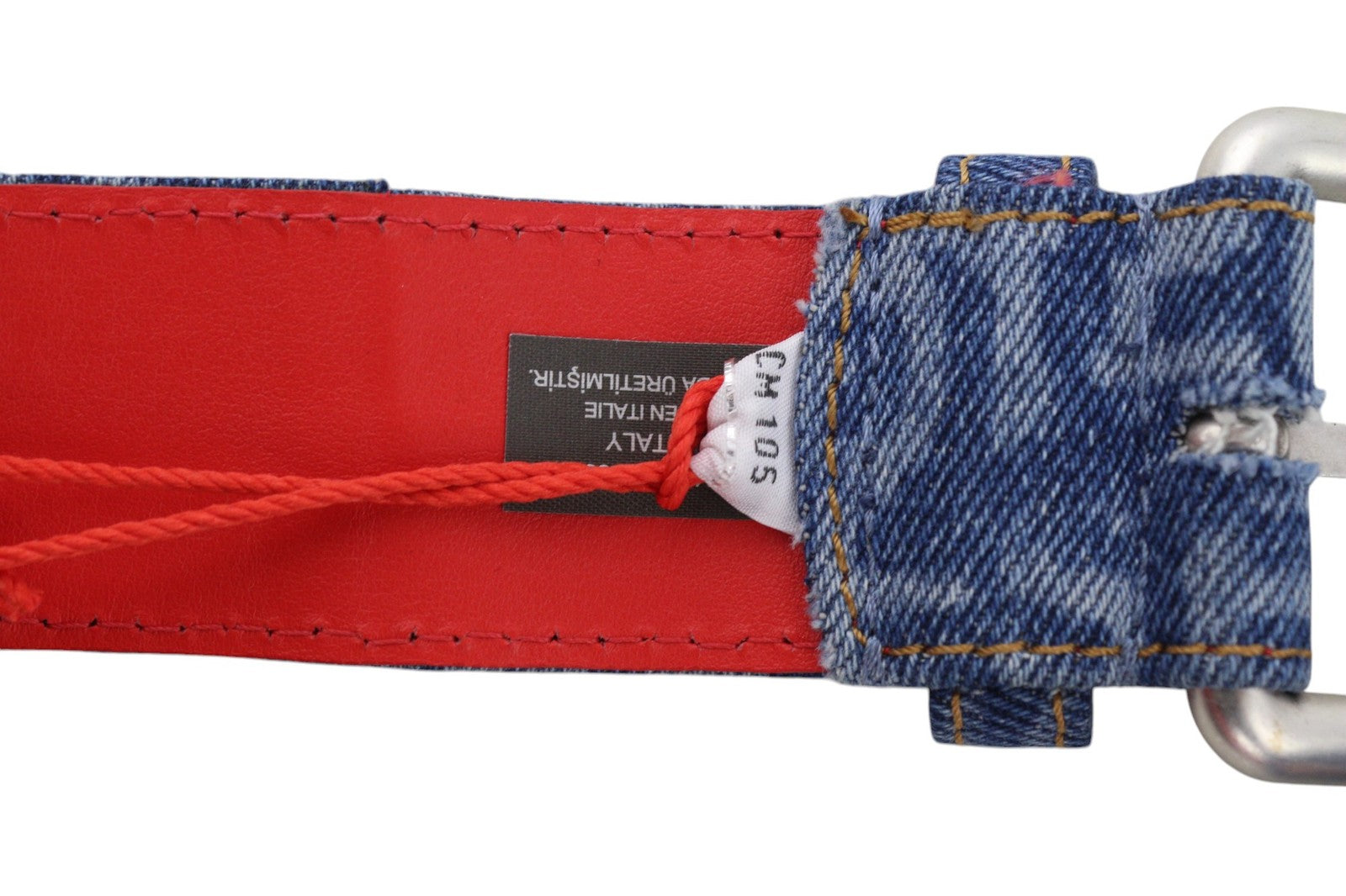 DIESEL B-Monogram Men Belt 105 cm Blue Leather Denim Pattern Buckled RRP150