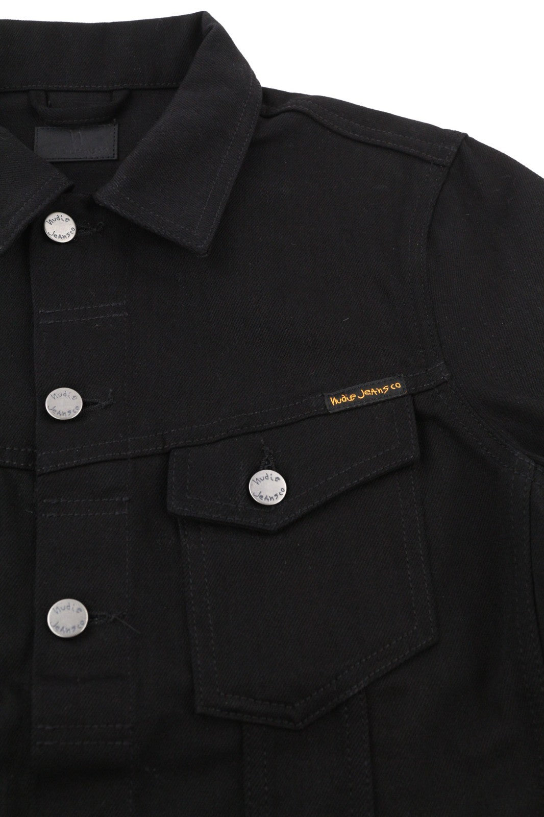 NUDIE JEANS Kenny Men's Jacket XS Dry Black Organic Buttoned Denim Polo