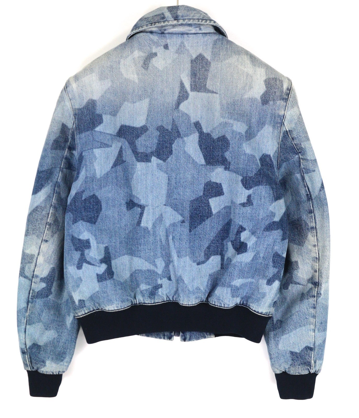 NUDIE JEANS Gudrun Men's Jacket M Camo Cotton Denim Zipped Lined Washed Blue