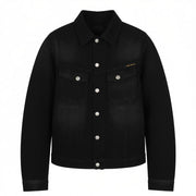 NUDIE JEANS Billy Men's Jacket XS Rebel Black B01 Washed Buttoned Polo Denim