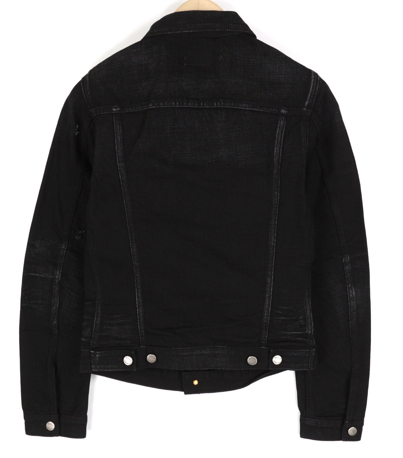 NUDIE JEANS Billy Men's Jacket XS Rebel Black B01 Washed Buttoned Polo Denim