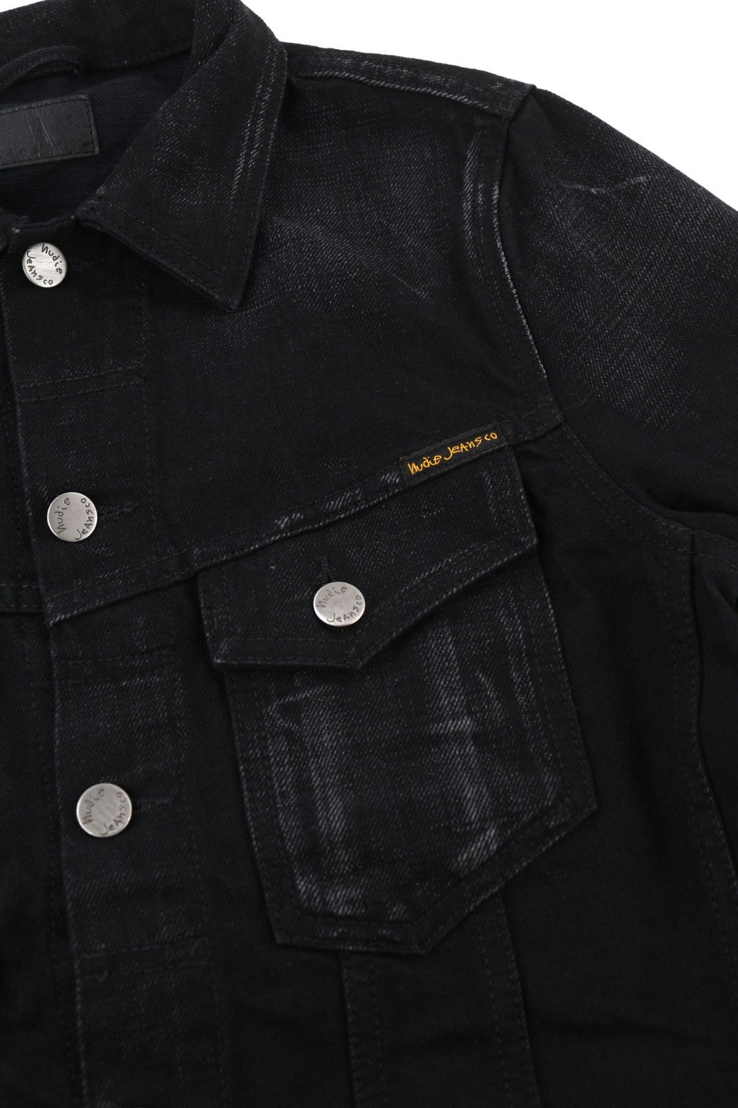 NUDIE JEANS Billy Men's Jacket XS Rebel Black B01 Washed Buttoned Polo Denim