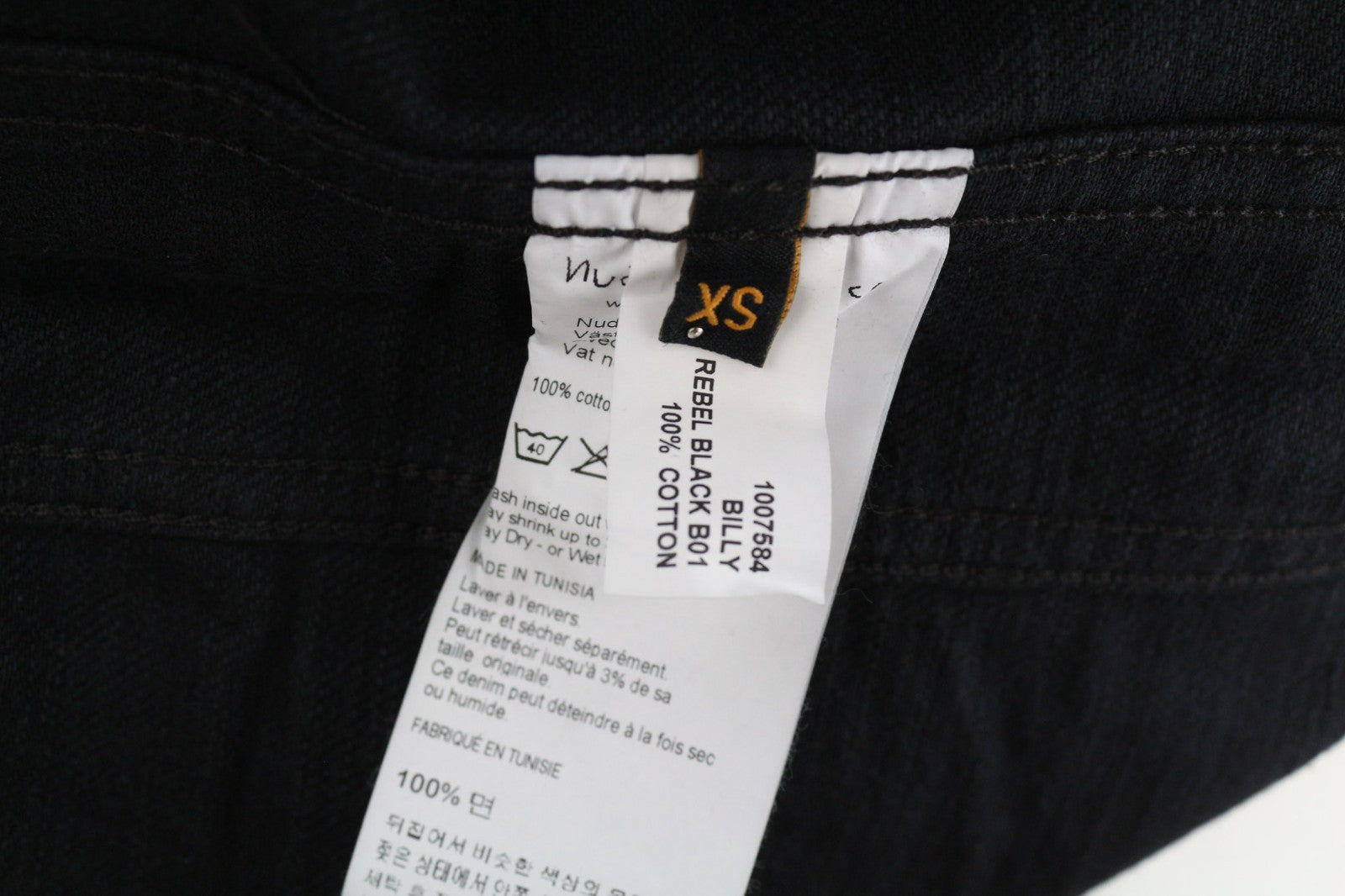 NUDIE JEANS Billy Men's Jacket XS Rebel Black B01 Washed Buttoned Polo Denim