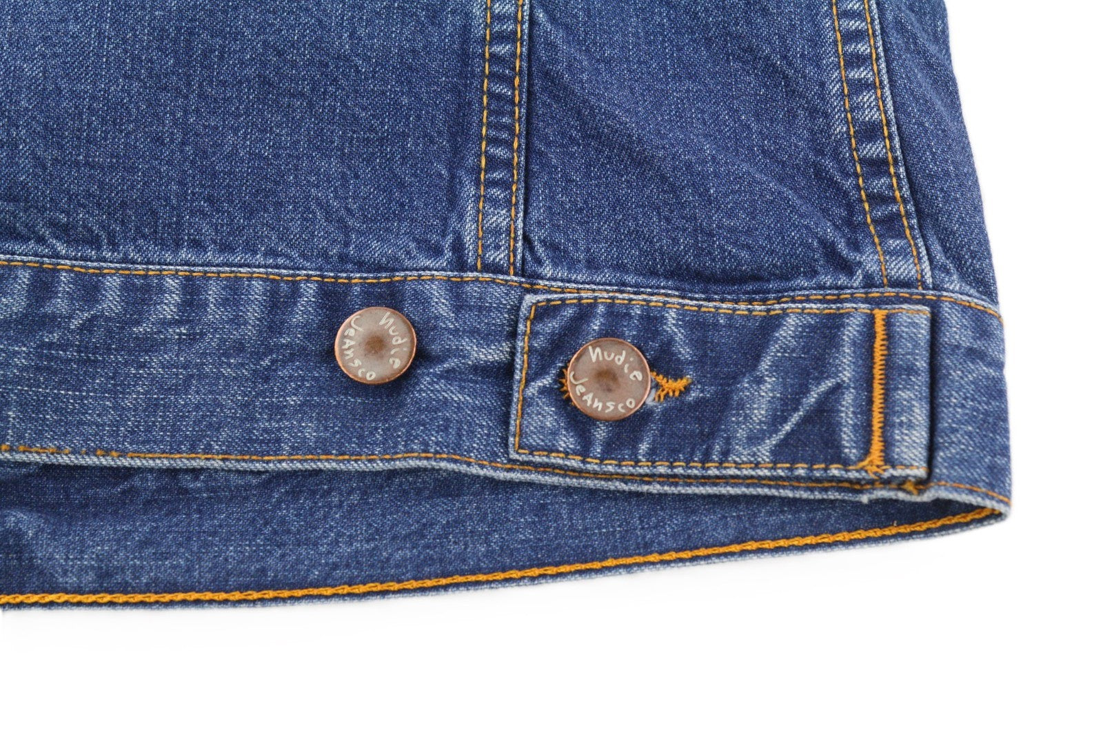 NUDIE JEANS Terry Men's Jacket S Recycle Worn In Blue Washed Buttoned Denim