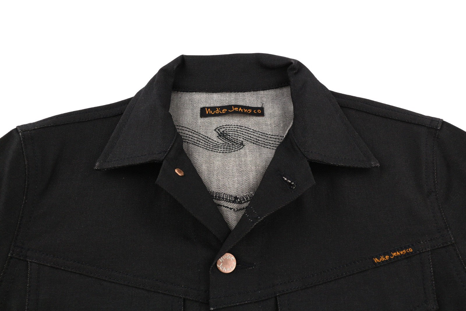 NUDIE JEANS Conny Stretch Men's Jacket XS Dry Back Coated Buttoned Polo Denim