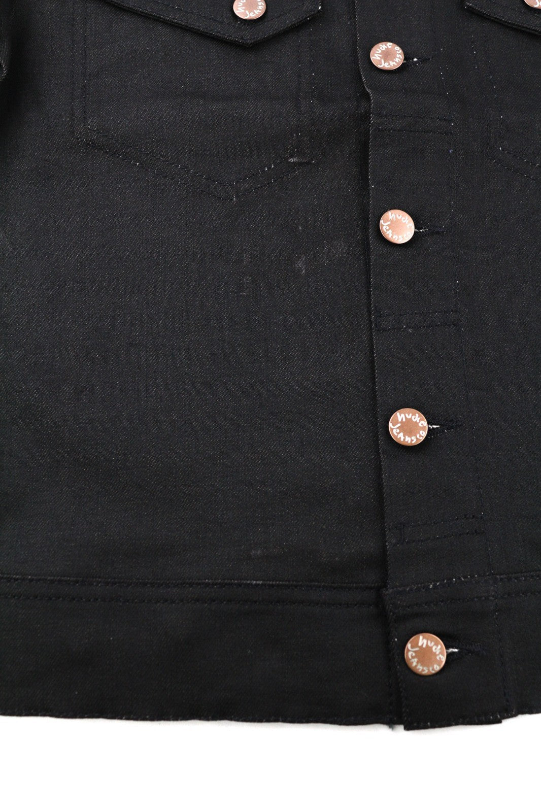 NUDIE JEANS Conny Stretch Men's Jacket XS Dry Back Coated Buttoned Polo Denim