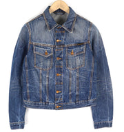 NUDIE JEANS Terry vyriška striukė S Organic Light Vintage Washed Blue polo džinsinis audinys