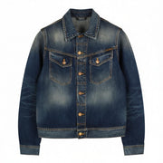 NUDIE JEANS Conny Men's Jacket S Organic Night Rain Buttoned Polo Washed Denim